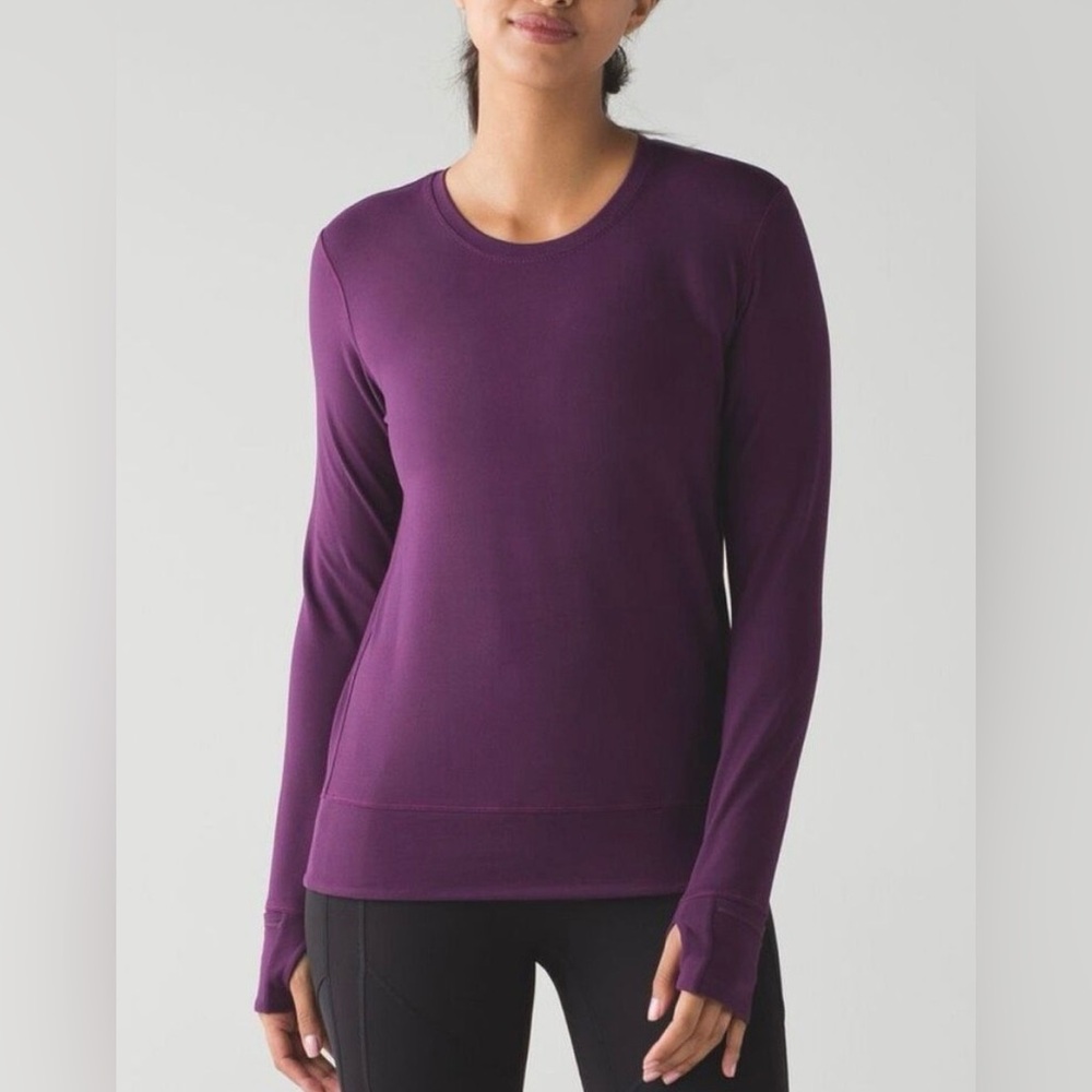 Lululemon Tuck and Flow Long Sleeve Athletic Shirt Burgundy Sz 6 - Picture 1 of 4
